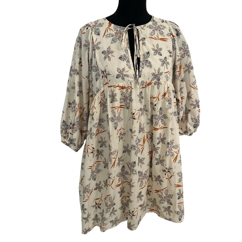 Caballero Mini Dress Tunic Oversized Boho Dainty Cotton Babydoll Size Large